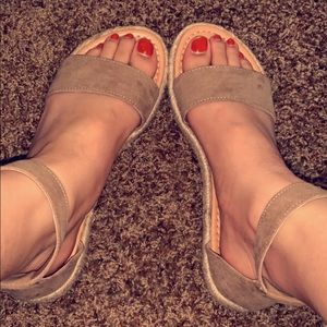 Suede espadrille sandals